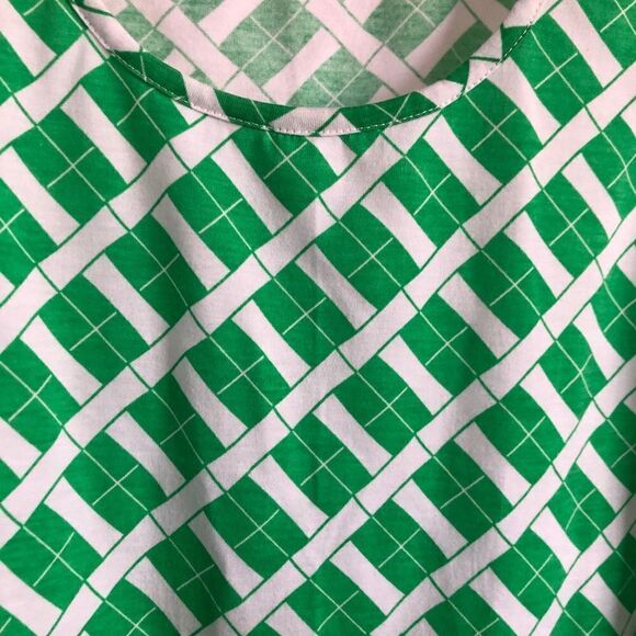 Charming Charlie Asymmetrical Green White Print Blouse Tank Top S - Picture 3 of 4